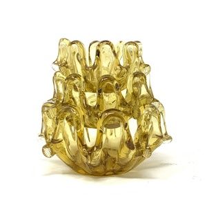 3 Vintage Hand Molded Stackable Glass Ashtrays